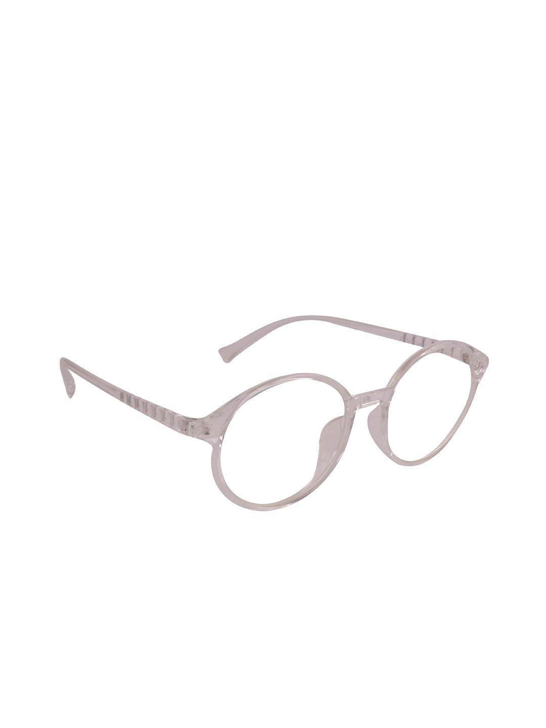 optify unisex clear lens & white round sunglasses with uv protected lens