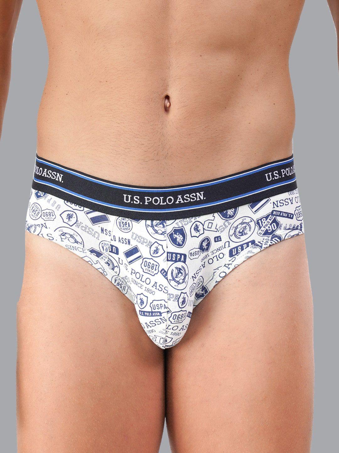 u.s. polo assn. men off white printed basic briefs