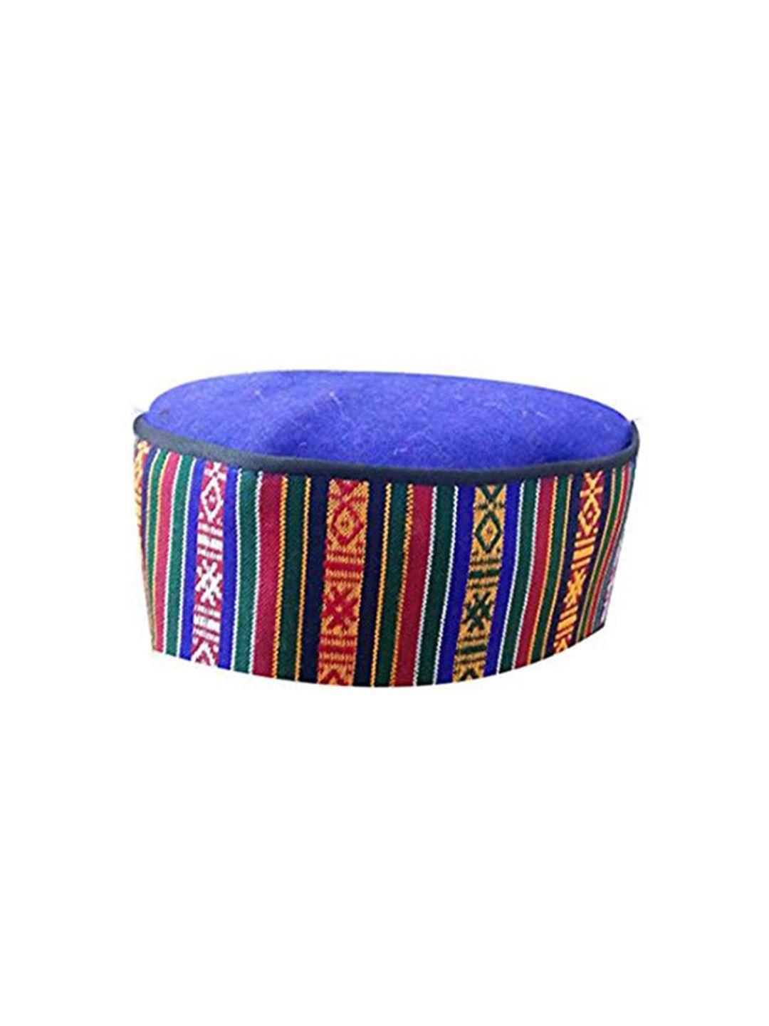 vastraa fusion unisex blue & green embroidered himachali cap