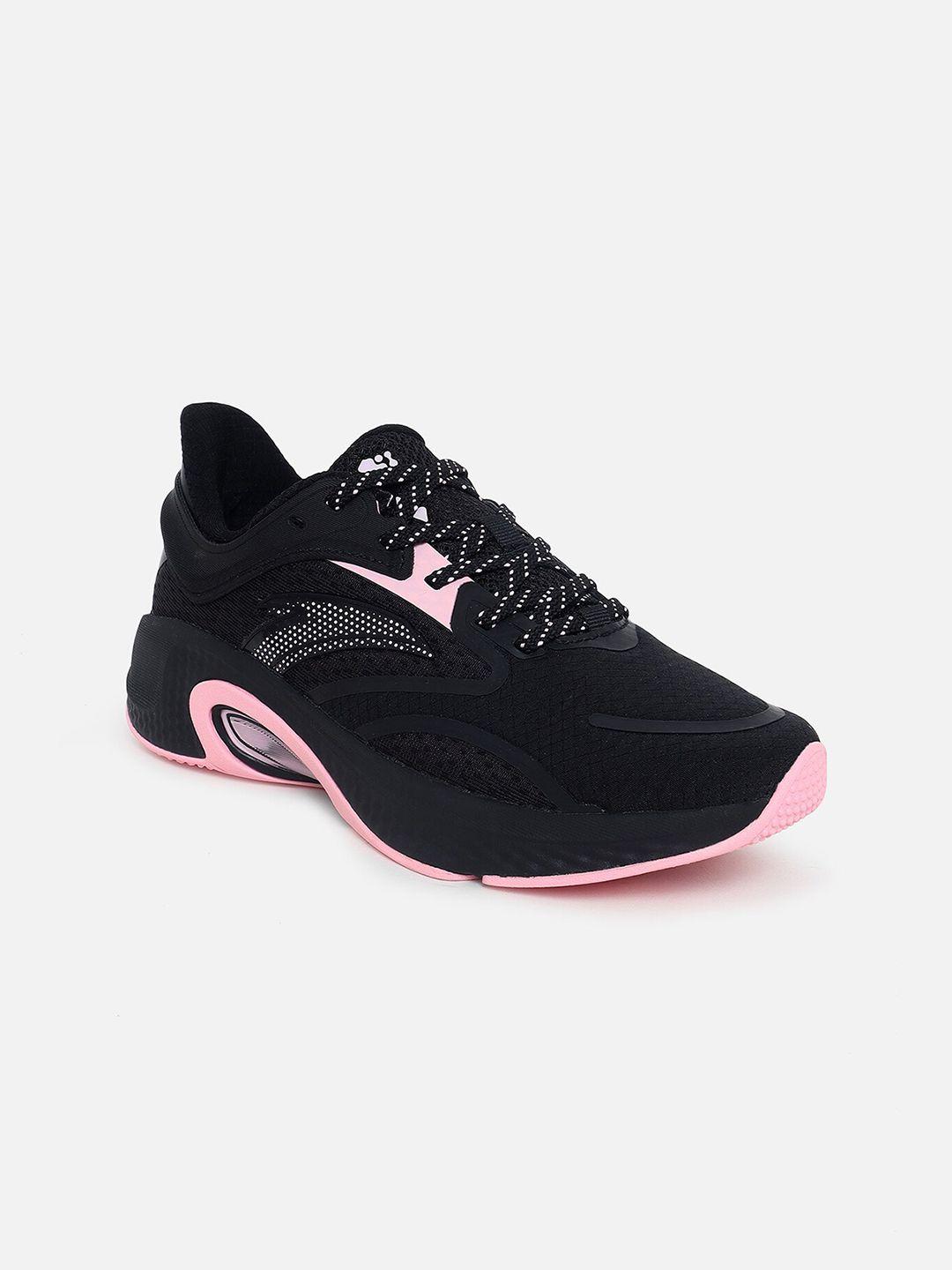 anta women black & pink mesh running non-marking shoes