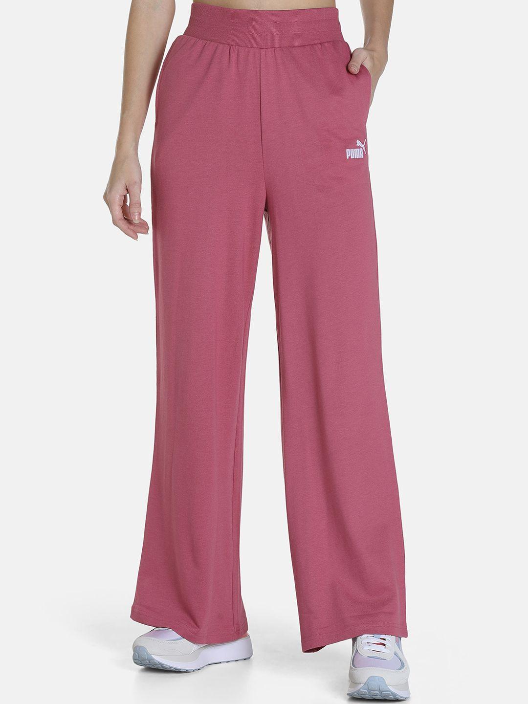 puma women solid relaxed fit pure cotton track pants