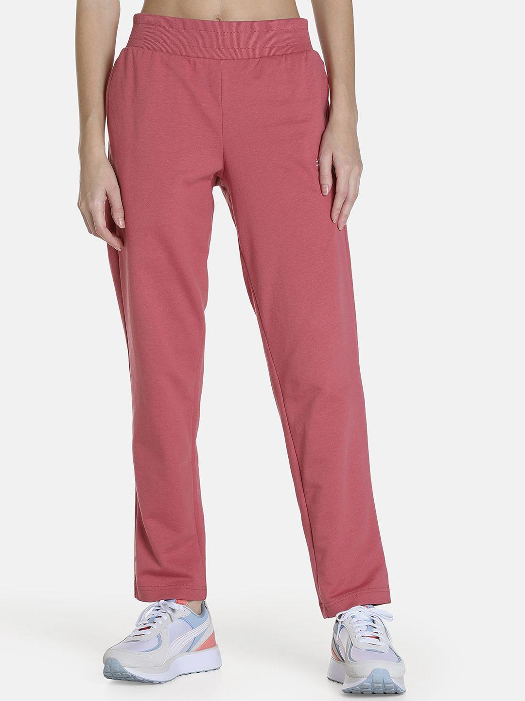 puma women mauve solid cotton track pants