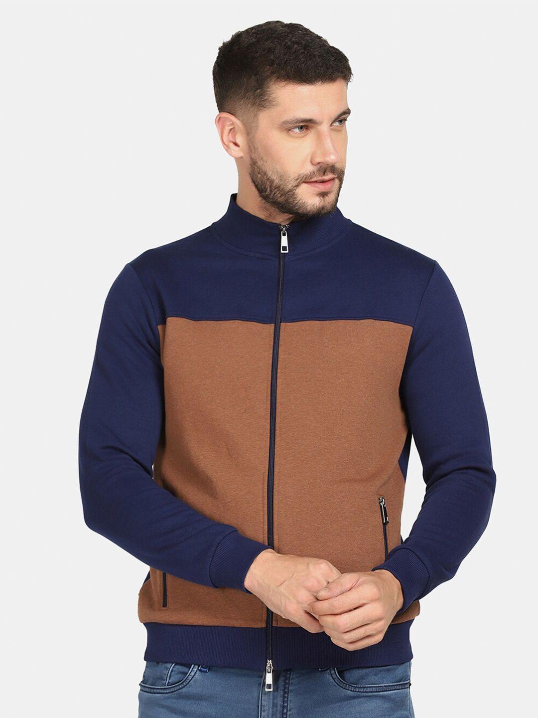 blackberrys men blue and brown cotton zipper sweatshirt