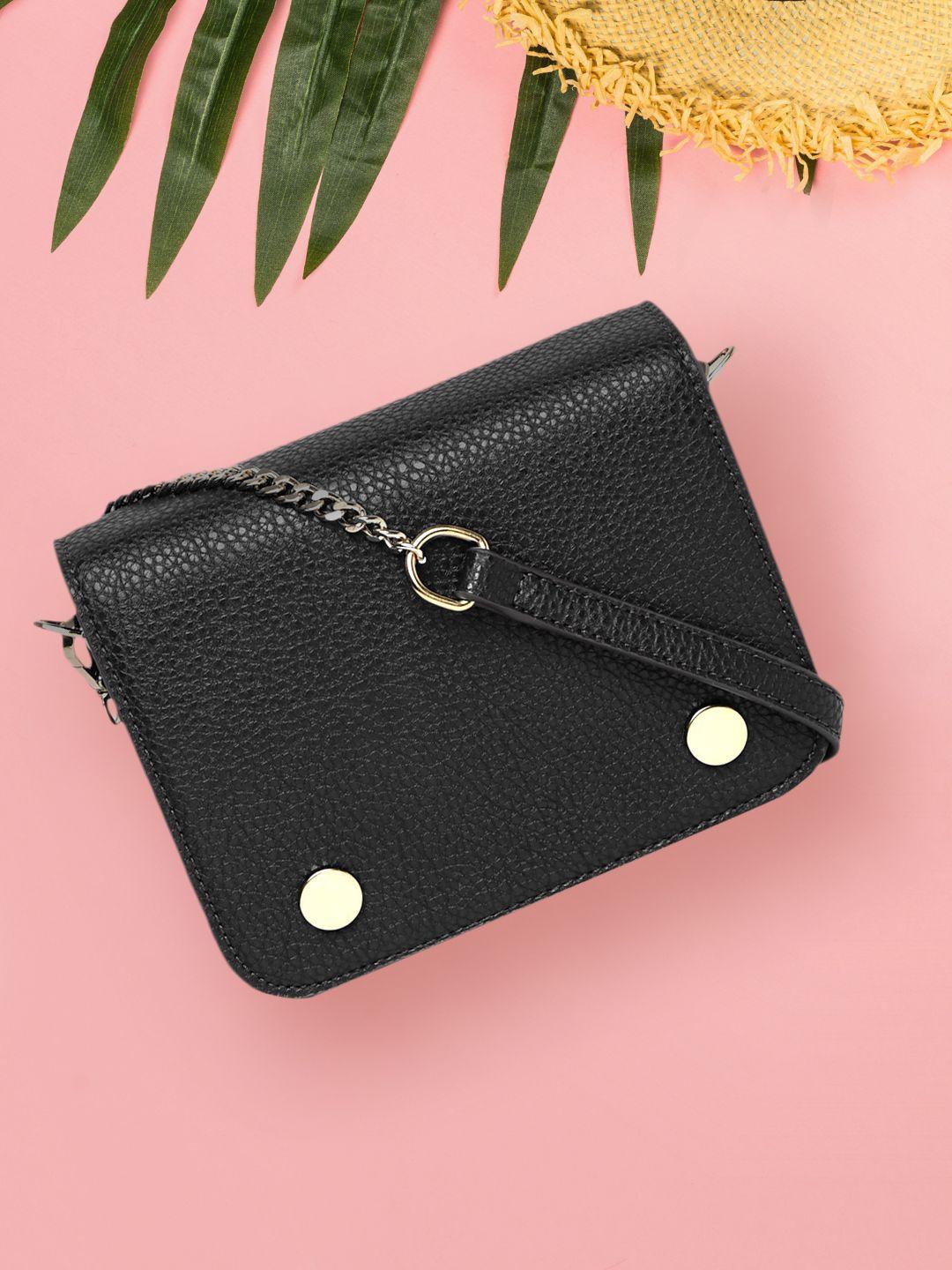 dressberry black solid sling bag