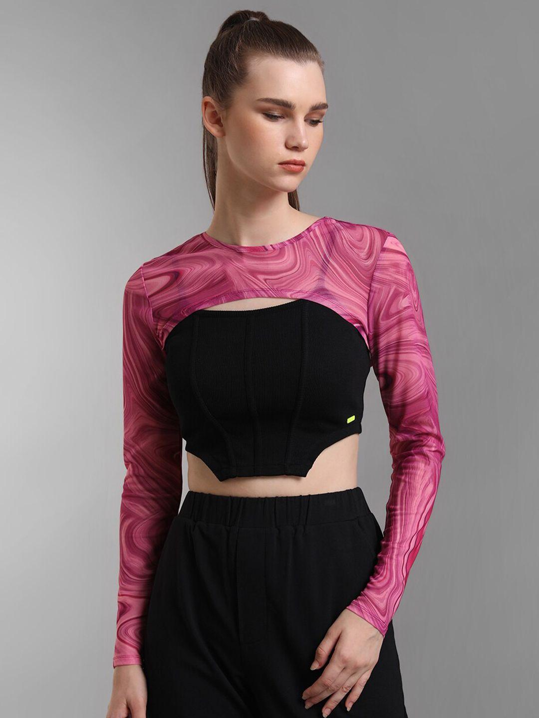 kazo pink print crop top