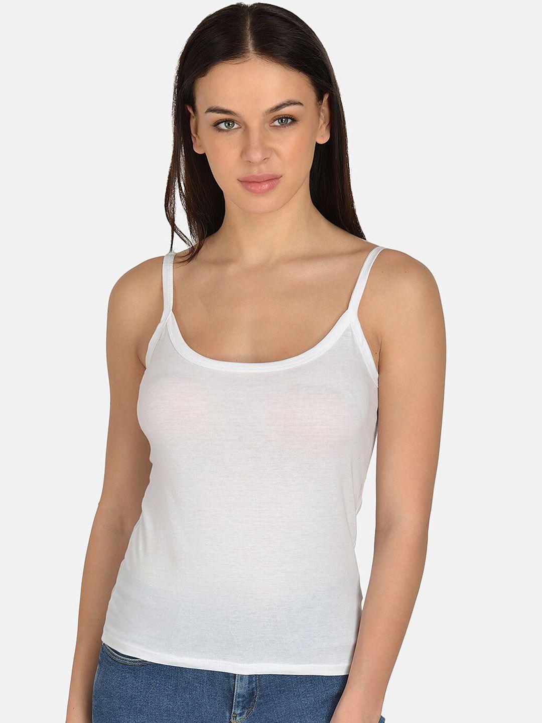 mod & shy women white solid non-padded camisole