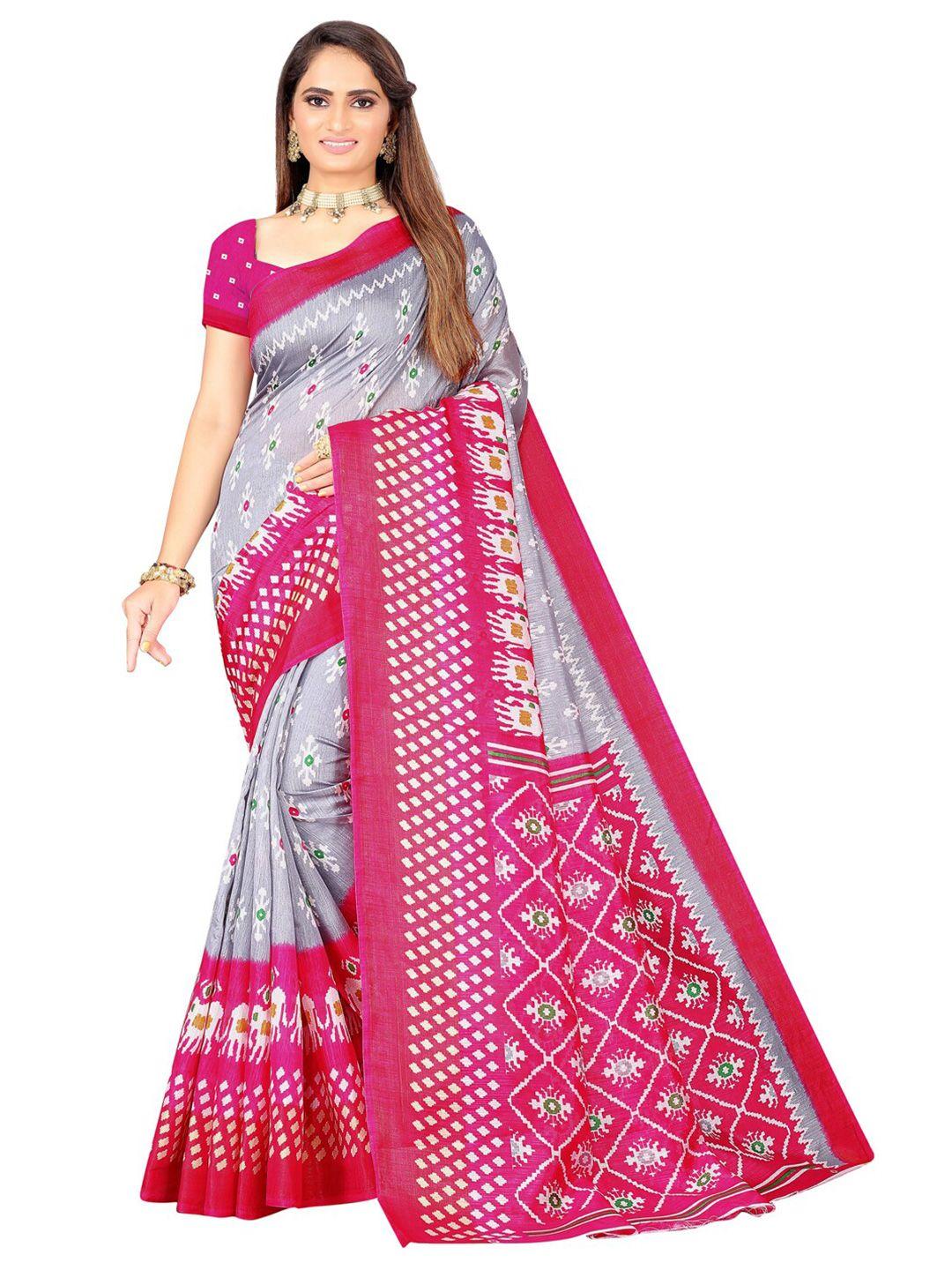 florence ethnic motifs art silk ikat saree