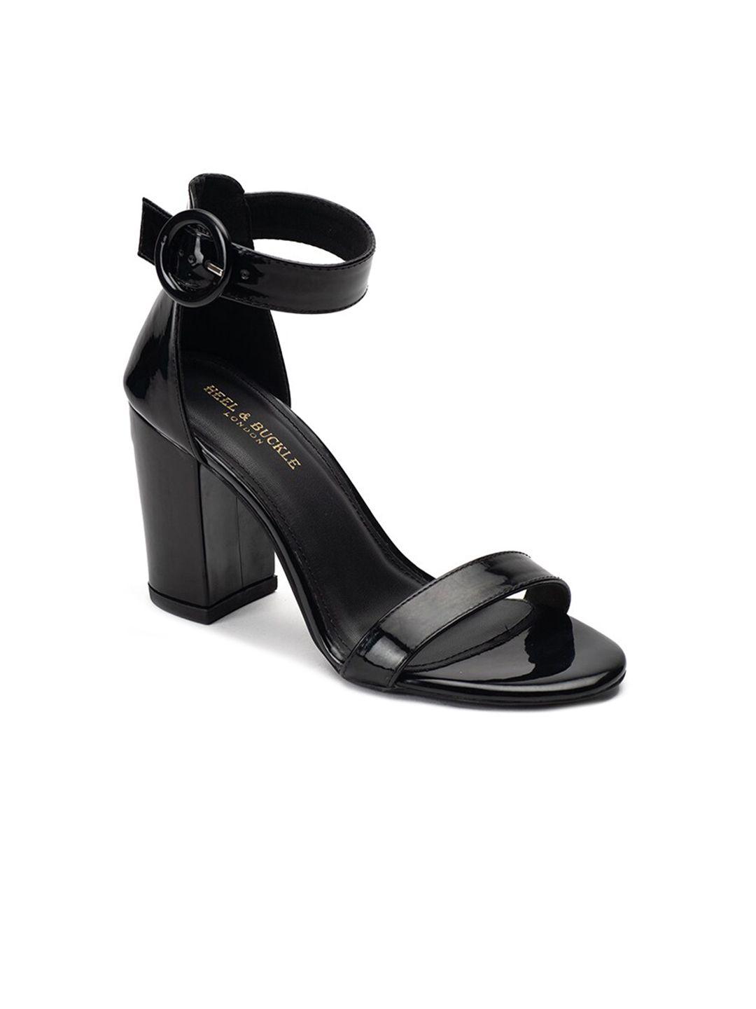 heel & buckle london black block sandals