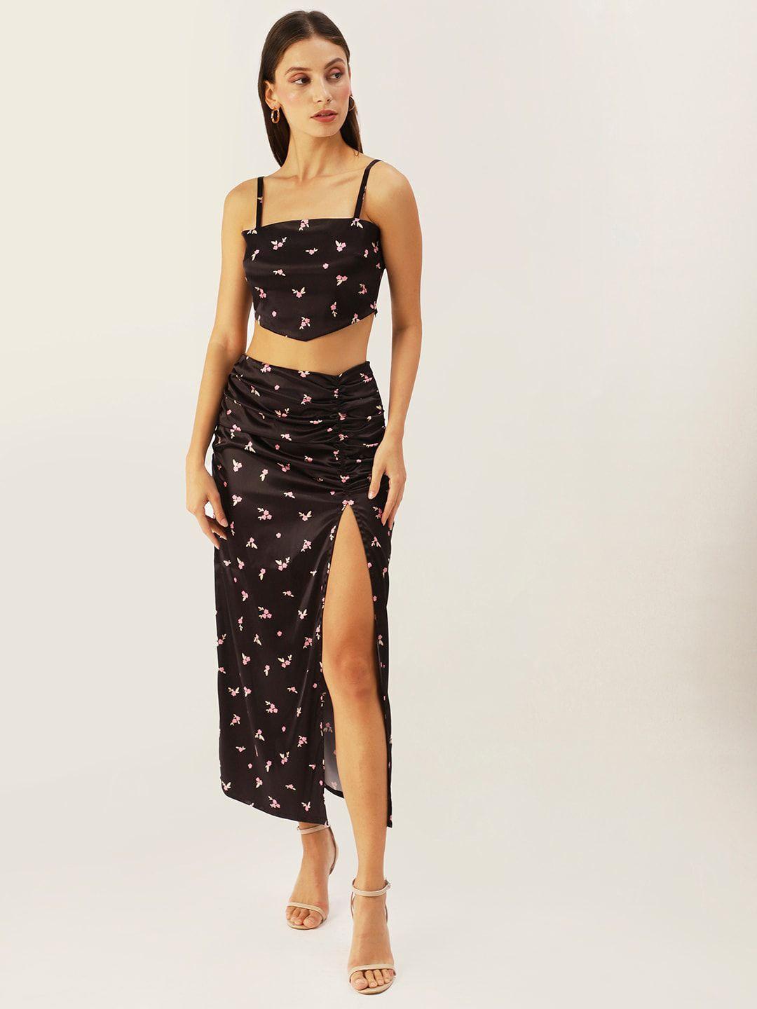 dressberry women black printed co-ord set