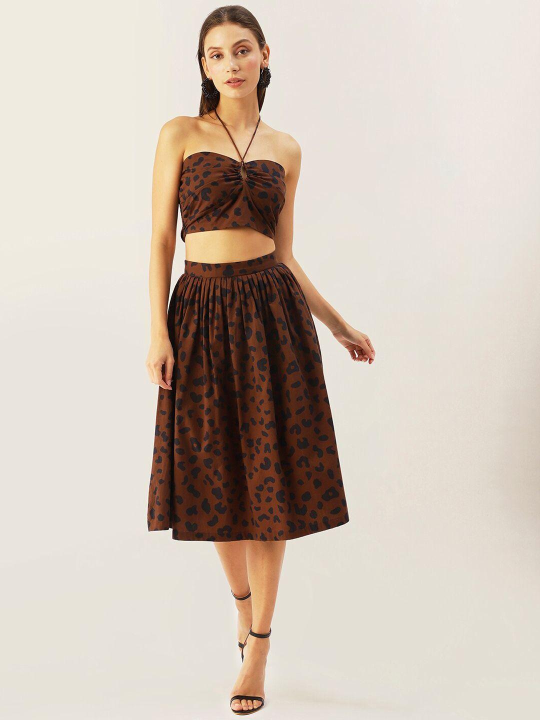 dressberry women brown printed co-ords