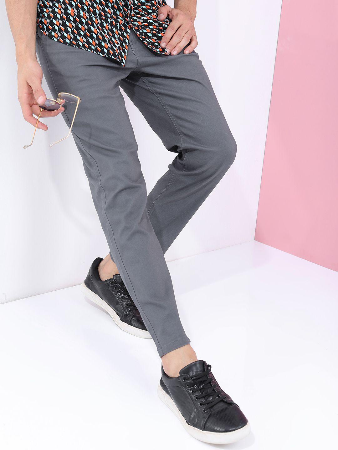 highlander men grey tapered fit trousers