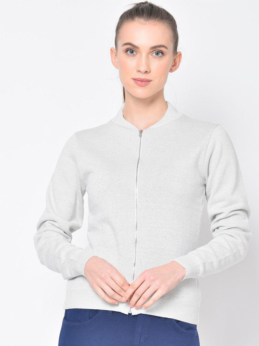 chkokko women grey ribbed wool cardigan