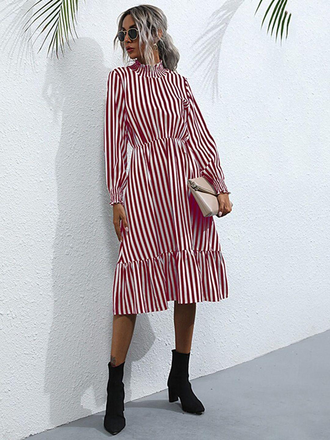 stylecast red striped shirt midi dress