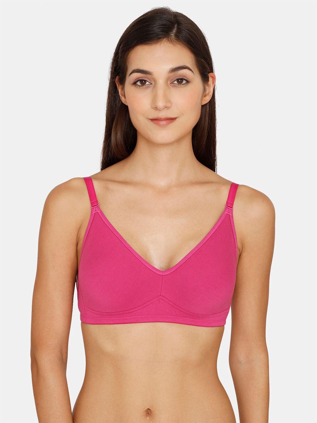 zivame pink cotton medium coverage bra