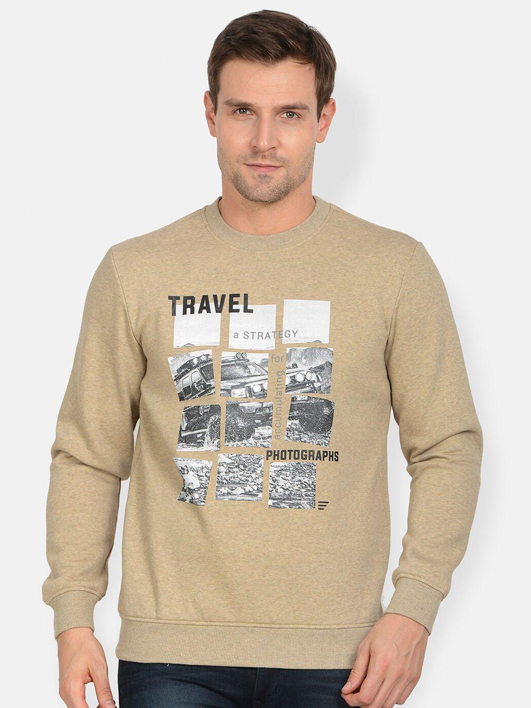 t-base men beige printed sweatshirt