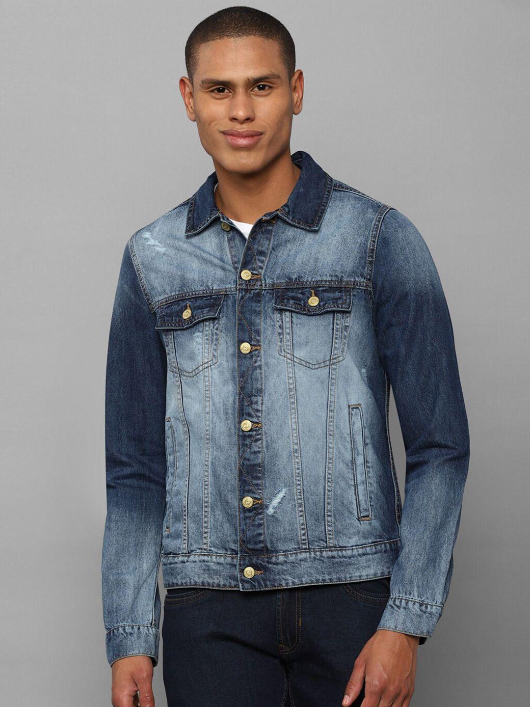 allen solly sport men blue washed denim jacket