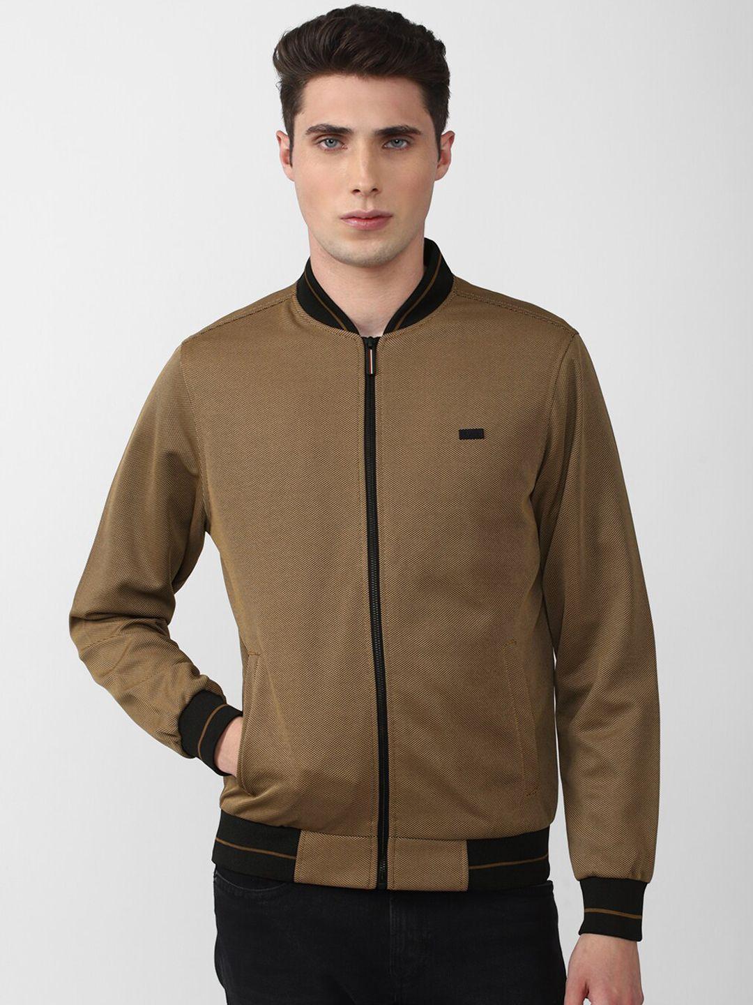 van heusen sport men brown solid bomber jacket