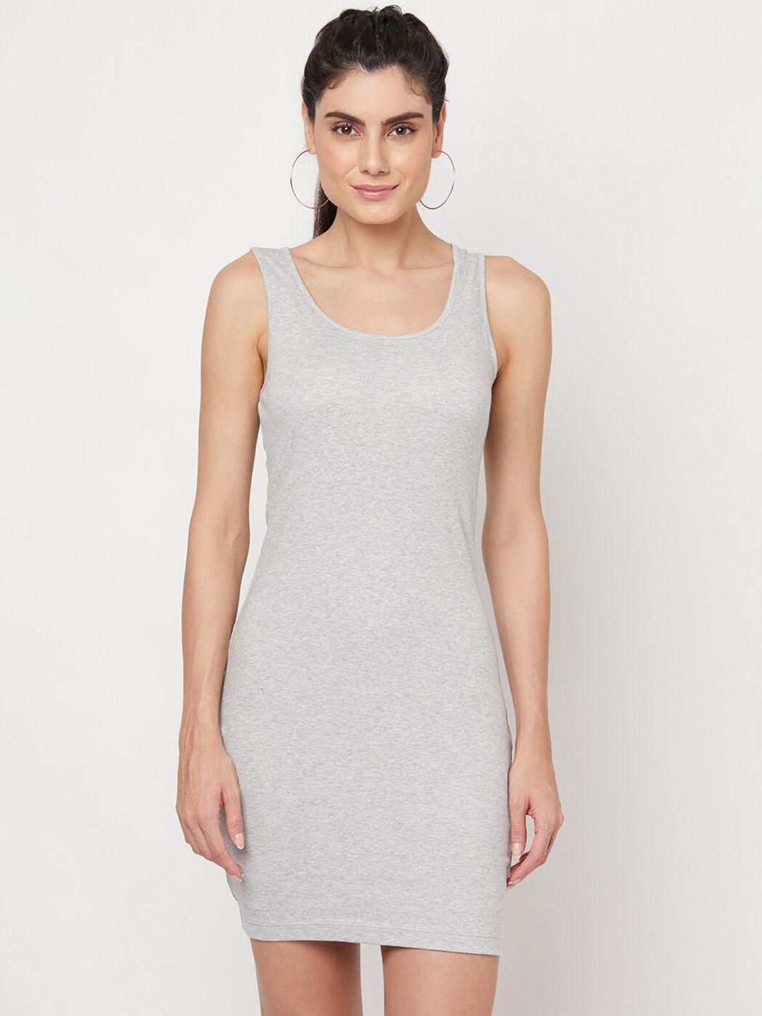 yoonoy women grey stretchable bodycon dress