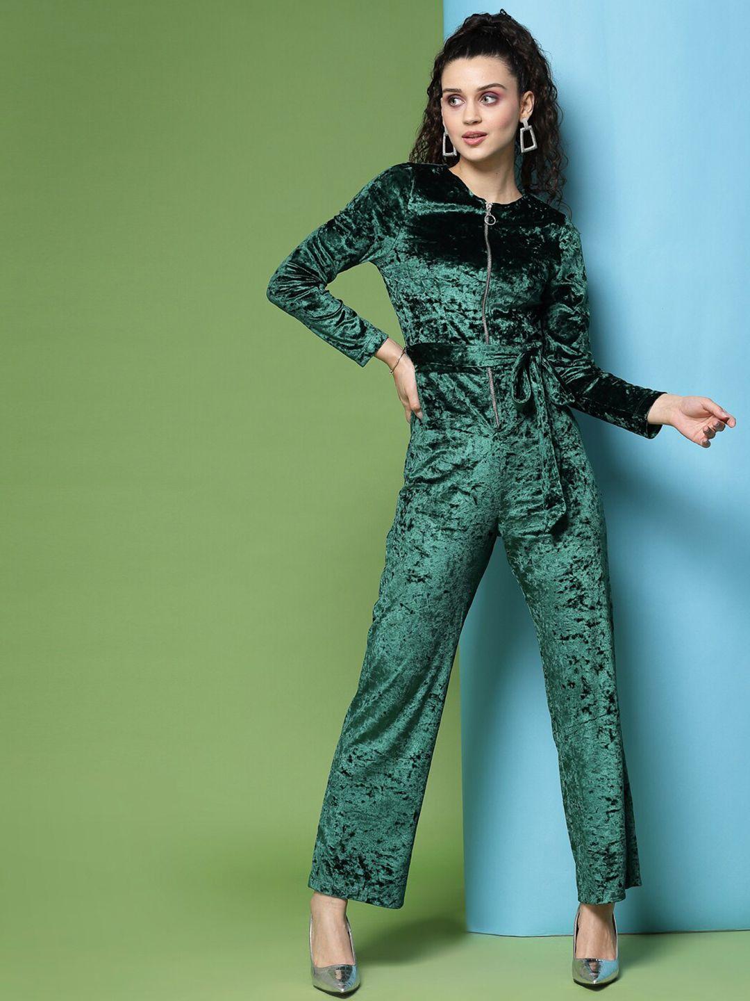 kassually women green basic jumpsuit