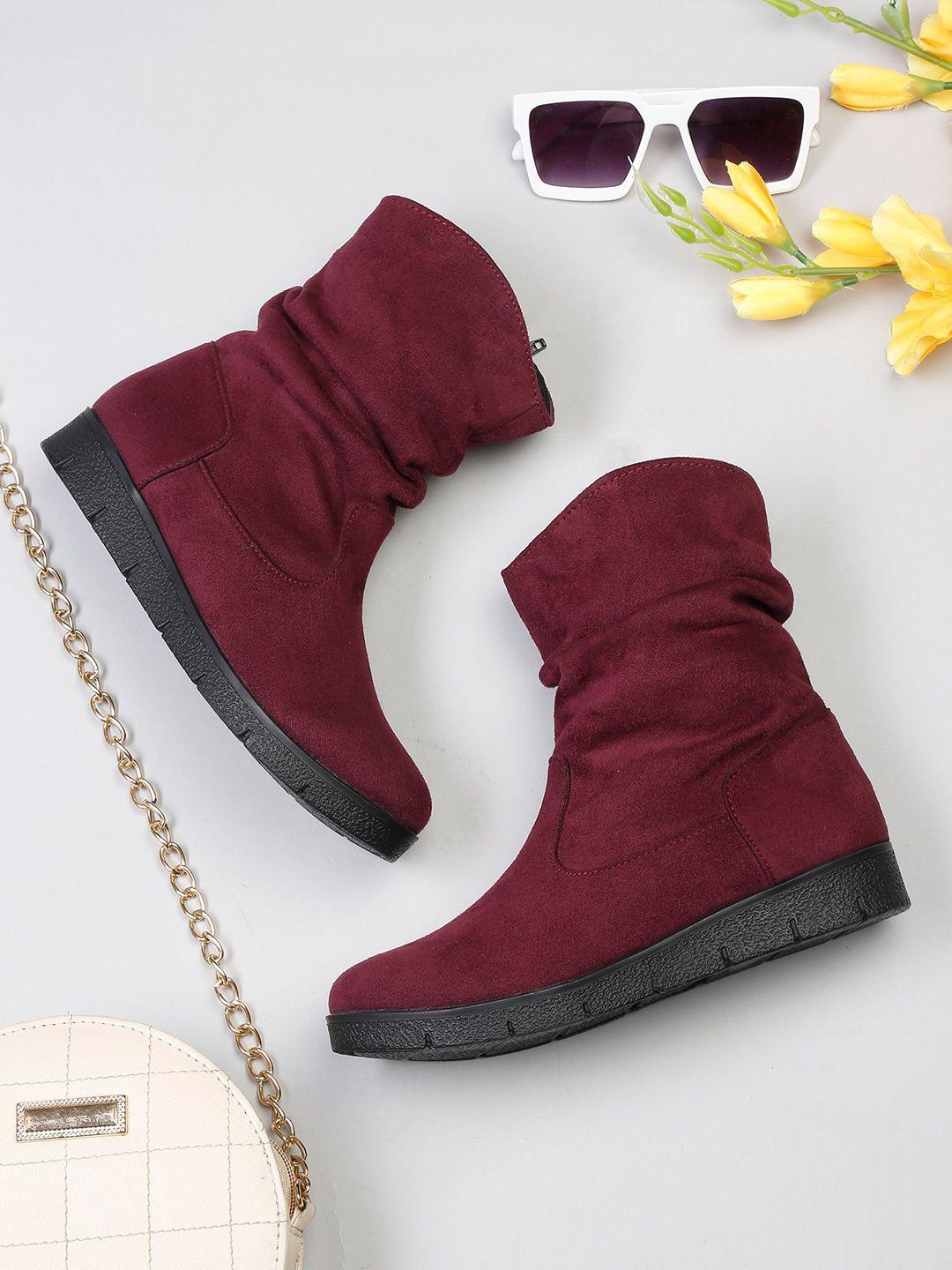 roadster women maroon solid winter boots