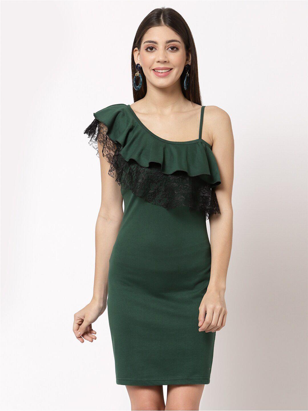 aayu green sheath mini dress