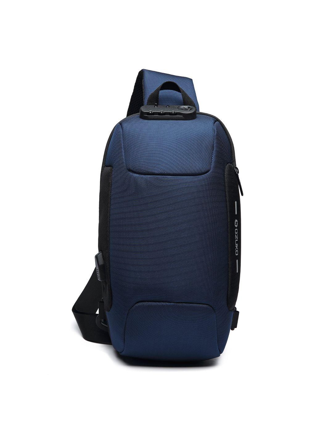 ozuko blue & black soft case medium backpack