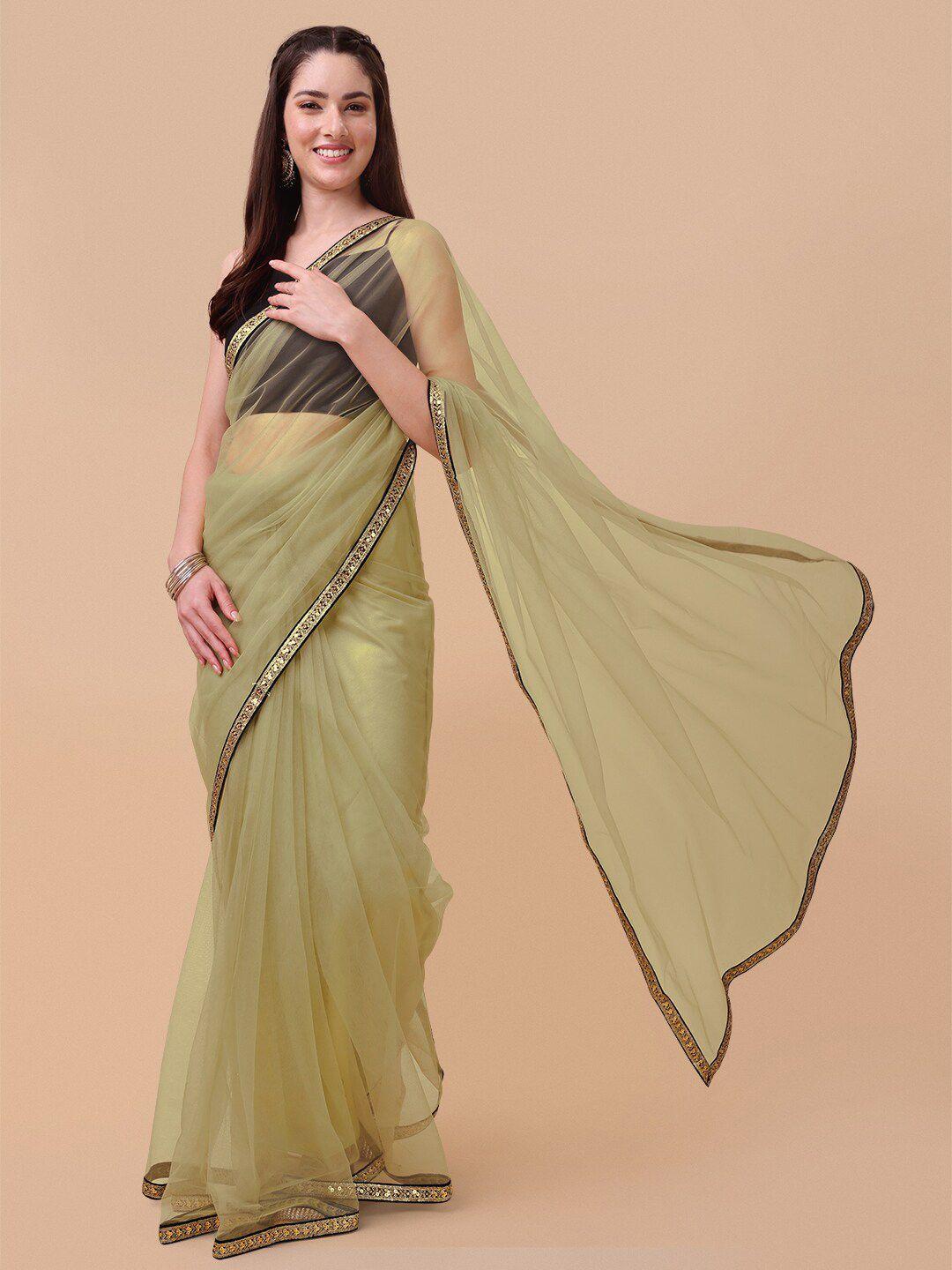 sangria taupe net embroidered border saree