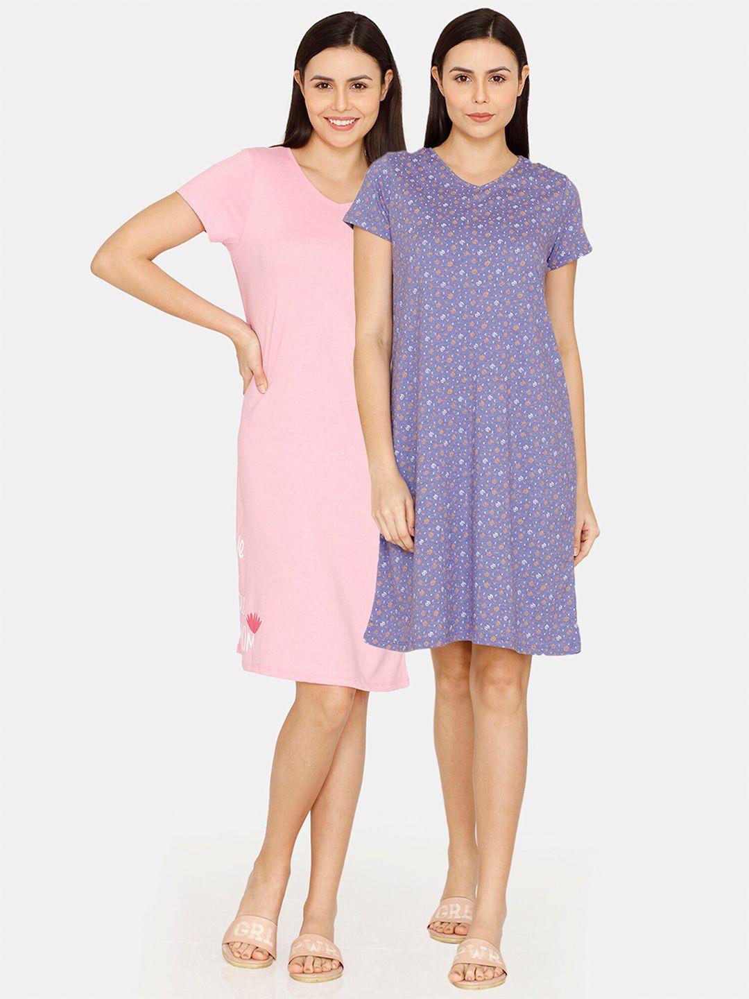 rosaline by zivame pack of 2 printed nightdress