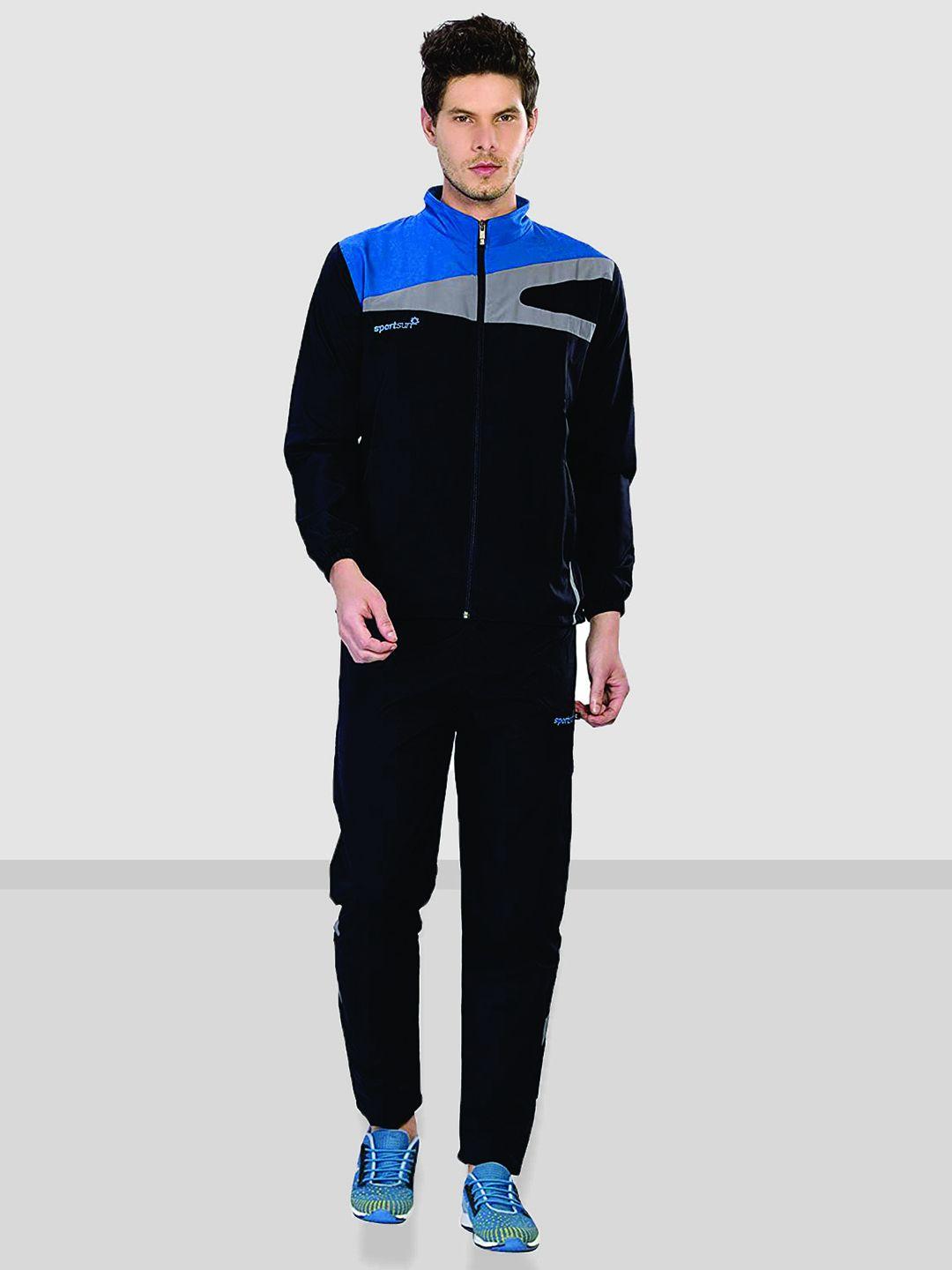 sport sun men navy blue solid tracksuits