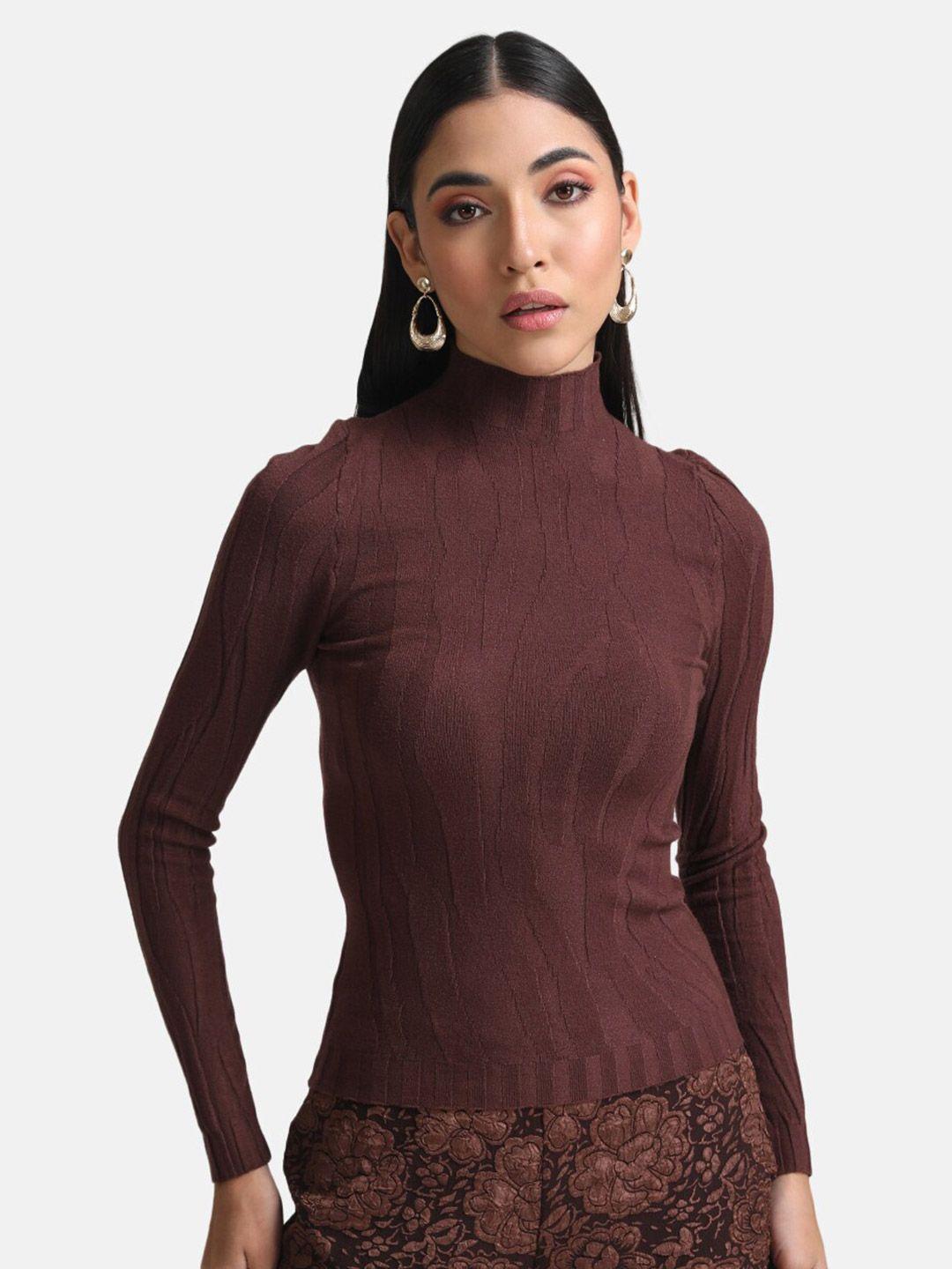 kazo women brown ribbed pullover