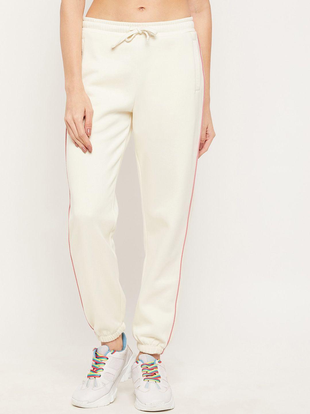 edrio women white  solid joggers