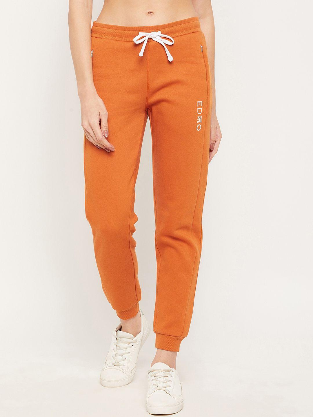 edrio women orange solid joggers