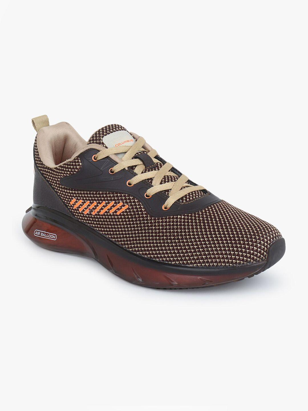 columbus men brown mesh running shoes