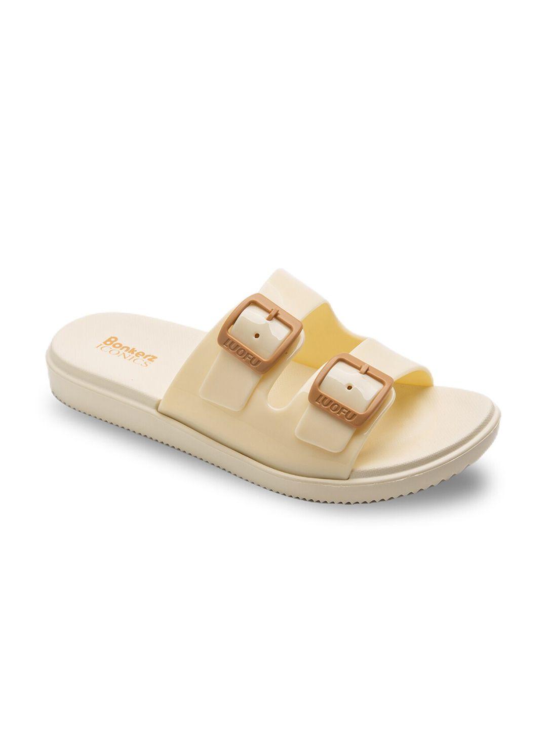 bonkerz women cream-coloured croslite sliders