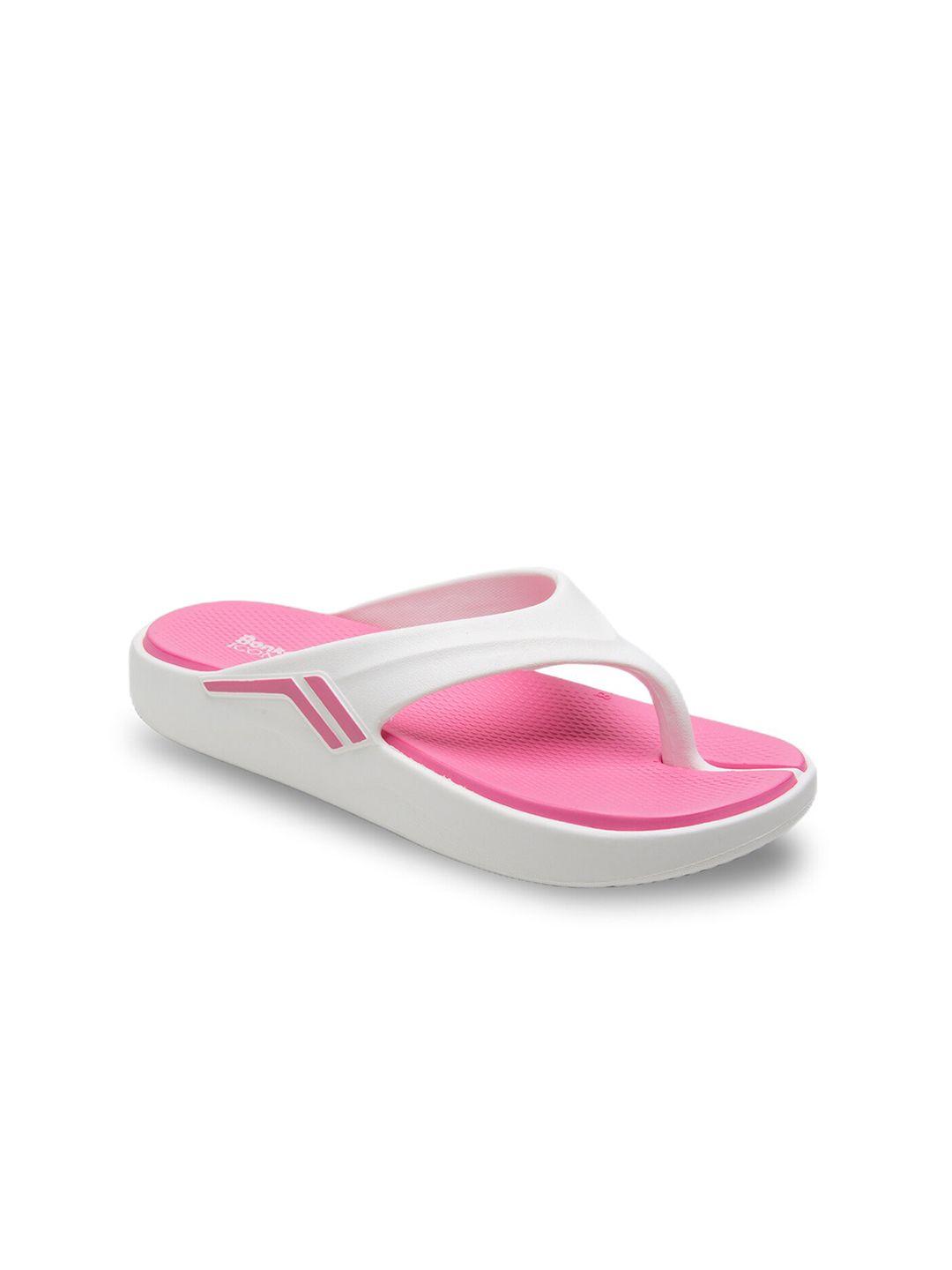 bonkerz women white & pink croslite thong flip-flops