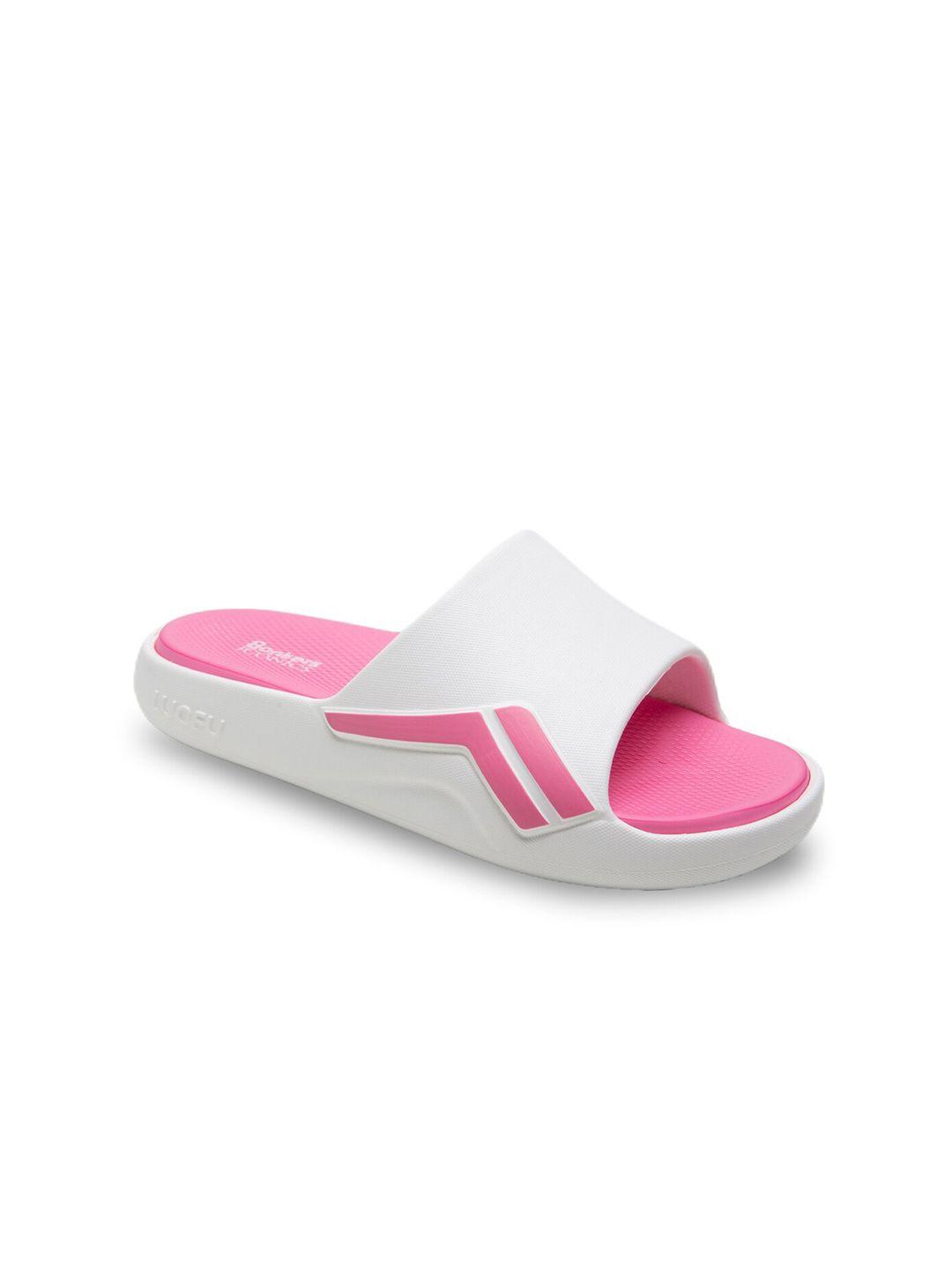 bonkerz women pink & white croslite sliders