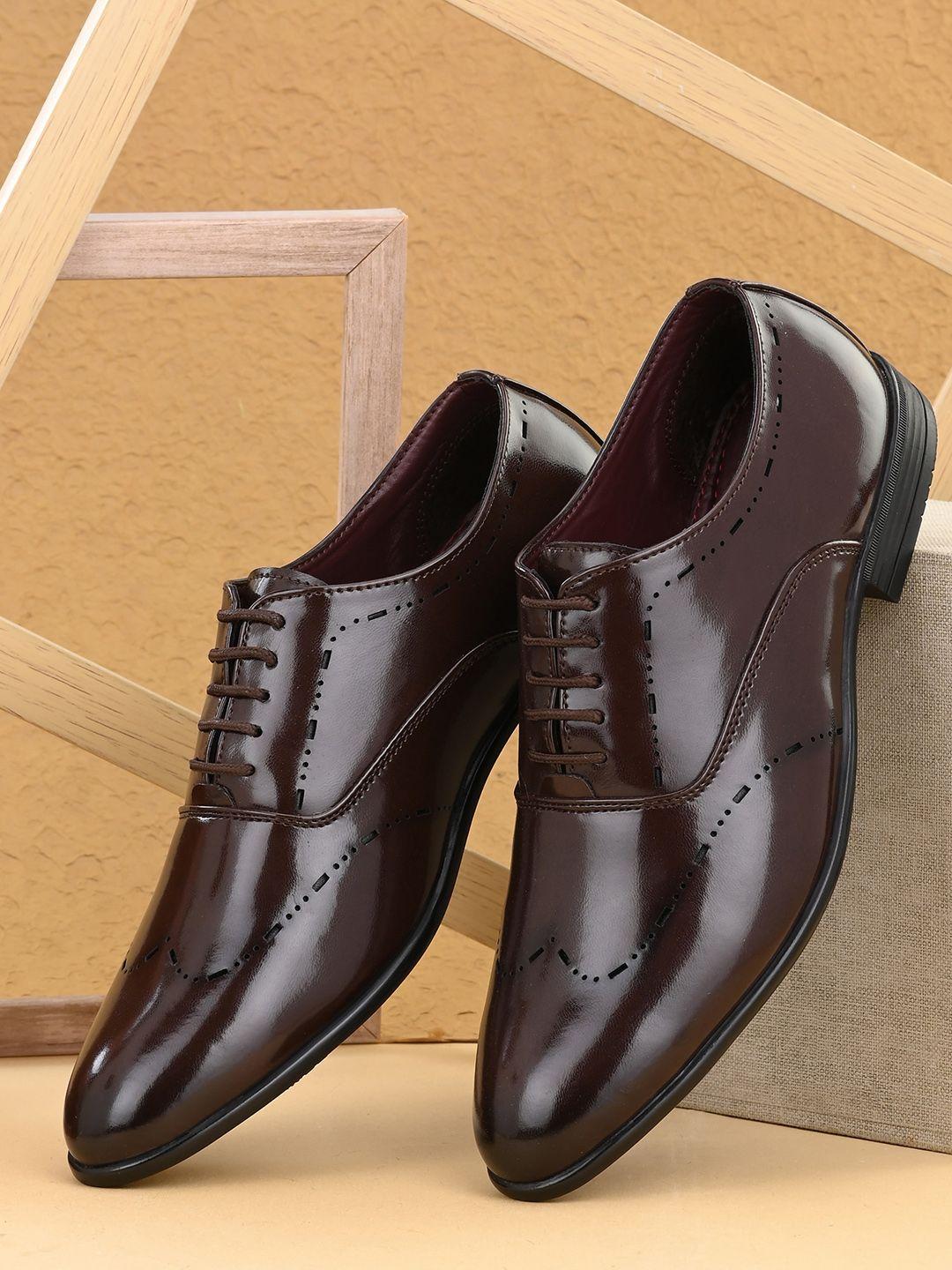 invictus men brown solid formal derbys