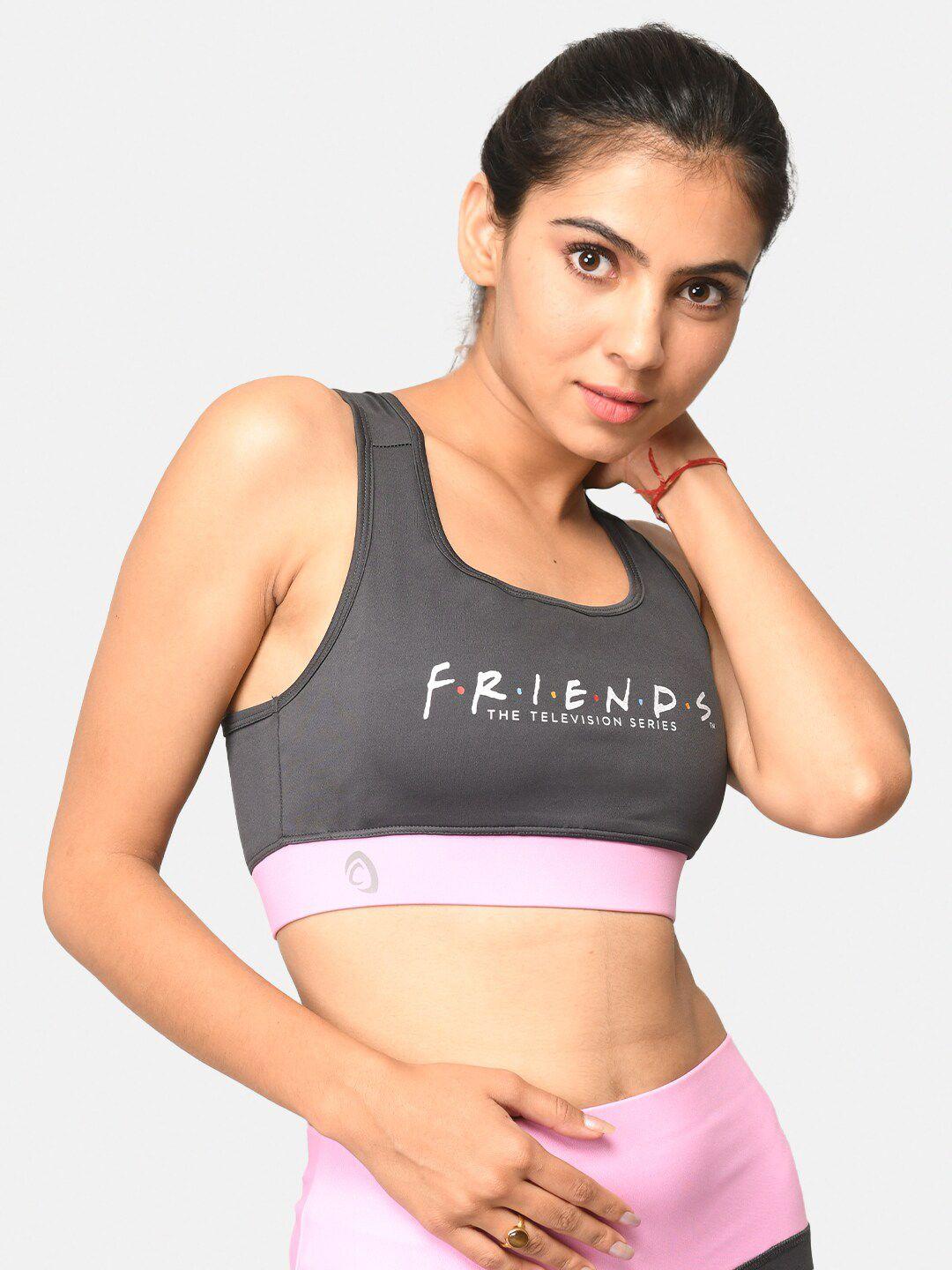 athlizur grey & pink graphic bra