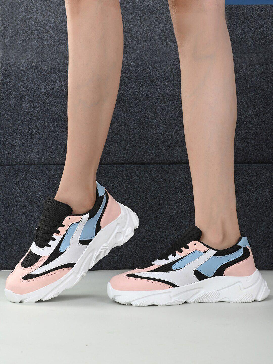 layasa women pink colourblocked sneakers