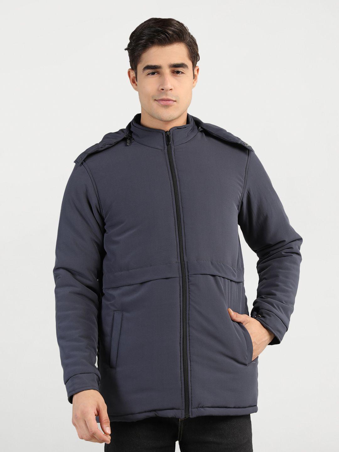 chkokko men grey longline outdoor padded jacket