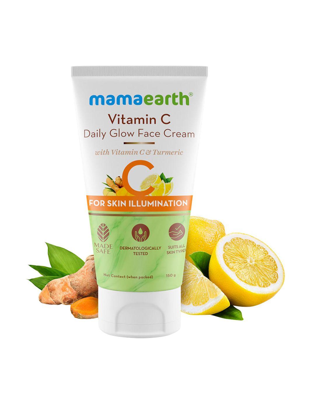 mamaearth vitamin c daily glow face cream with turmeric for skin illumination - 150g