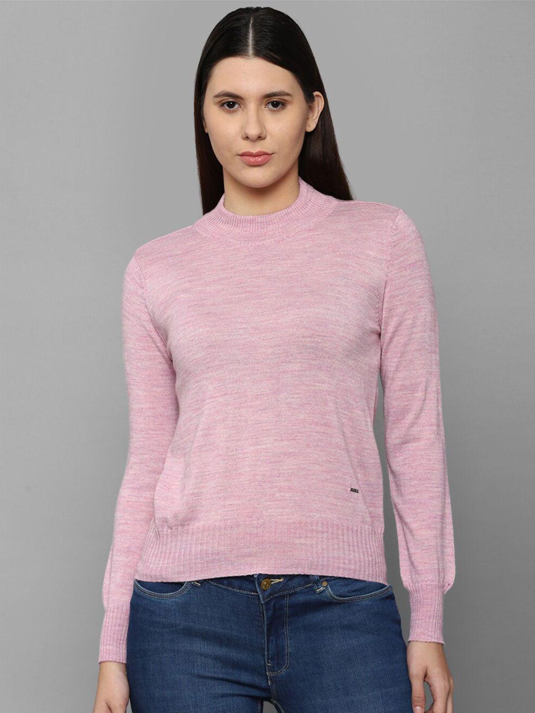 allen solly woman women pink & white pure cotton pullover