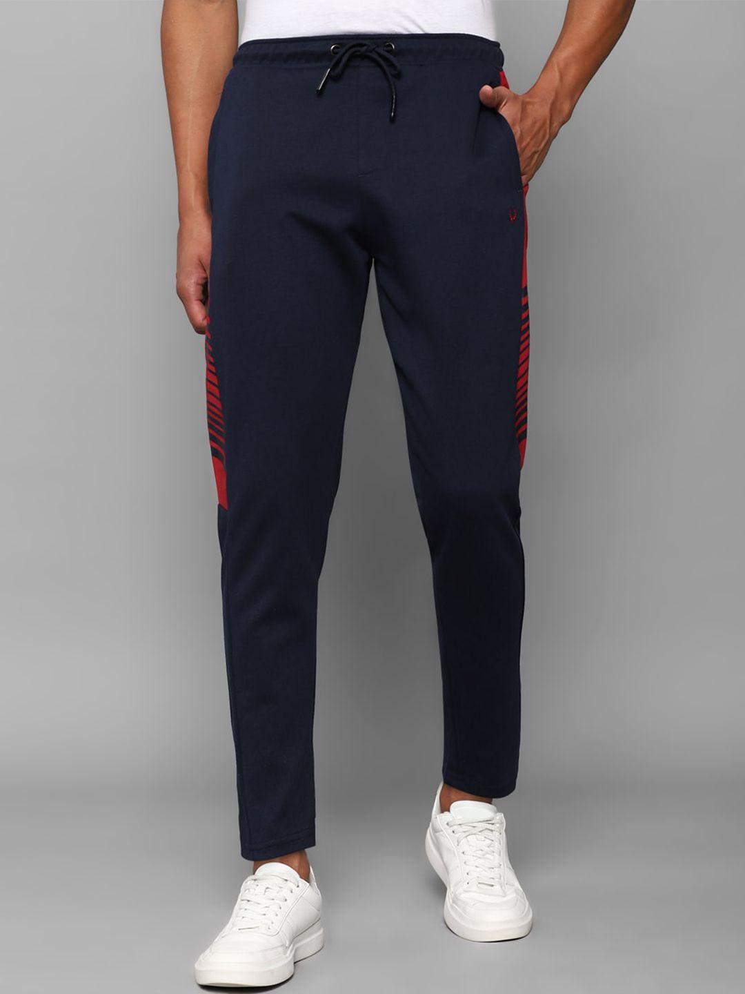 allen solly men navy blue & red striped jogger