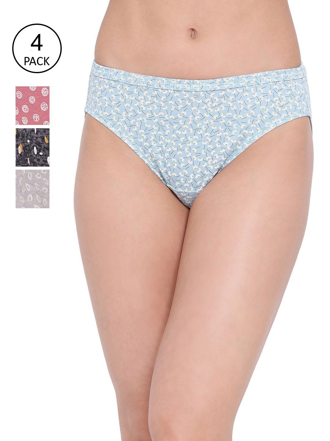 lyra women pack of 4 assorted printed pure cotton bikini briefs