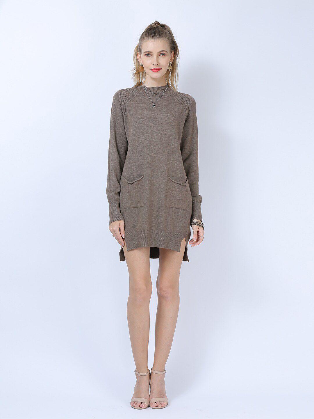 jc collection coffee brown sweater mini dress