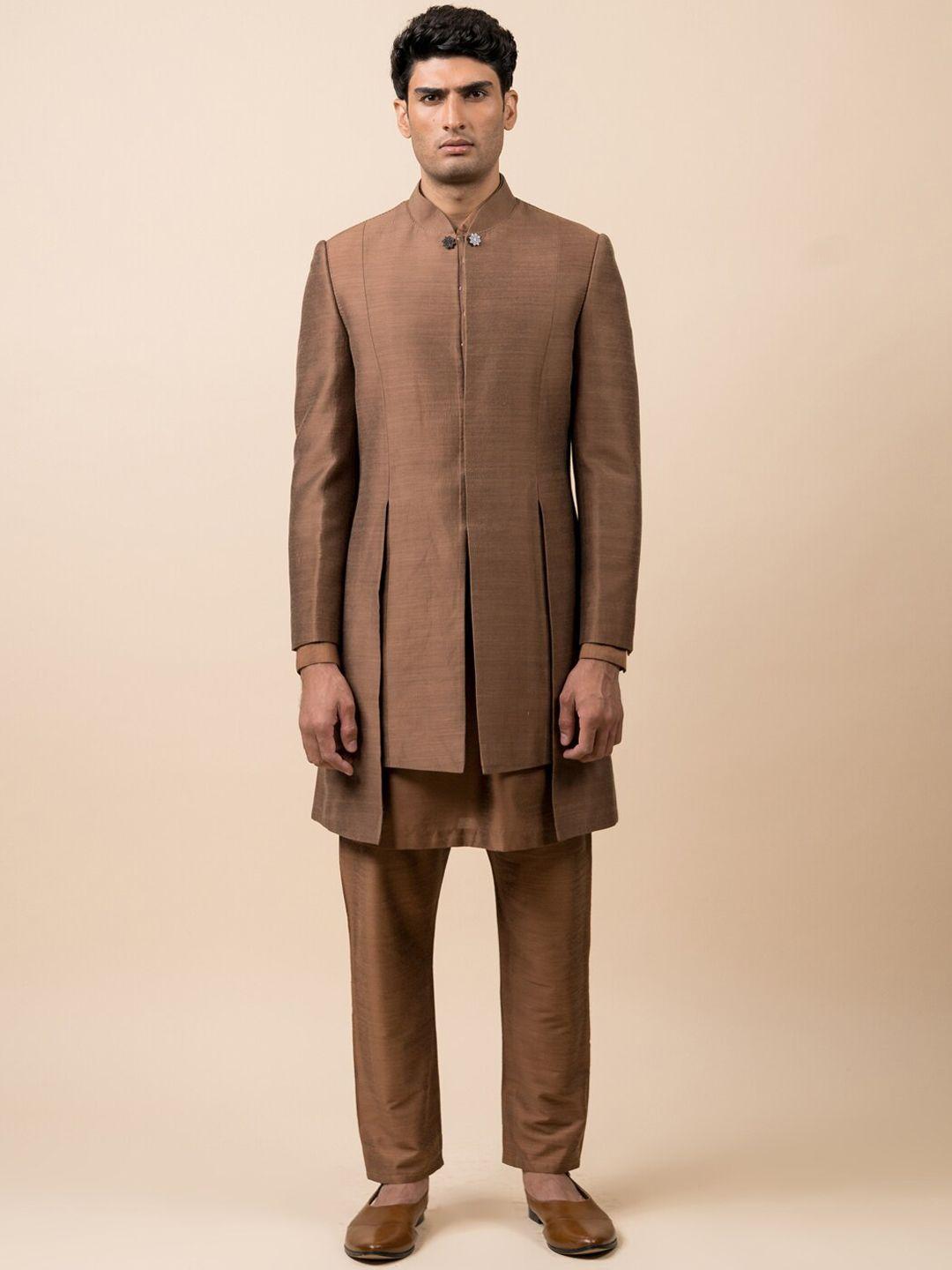 tasva men brown solid sherwani