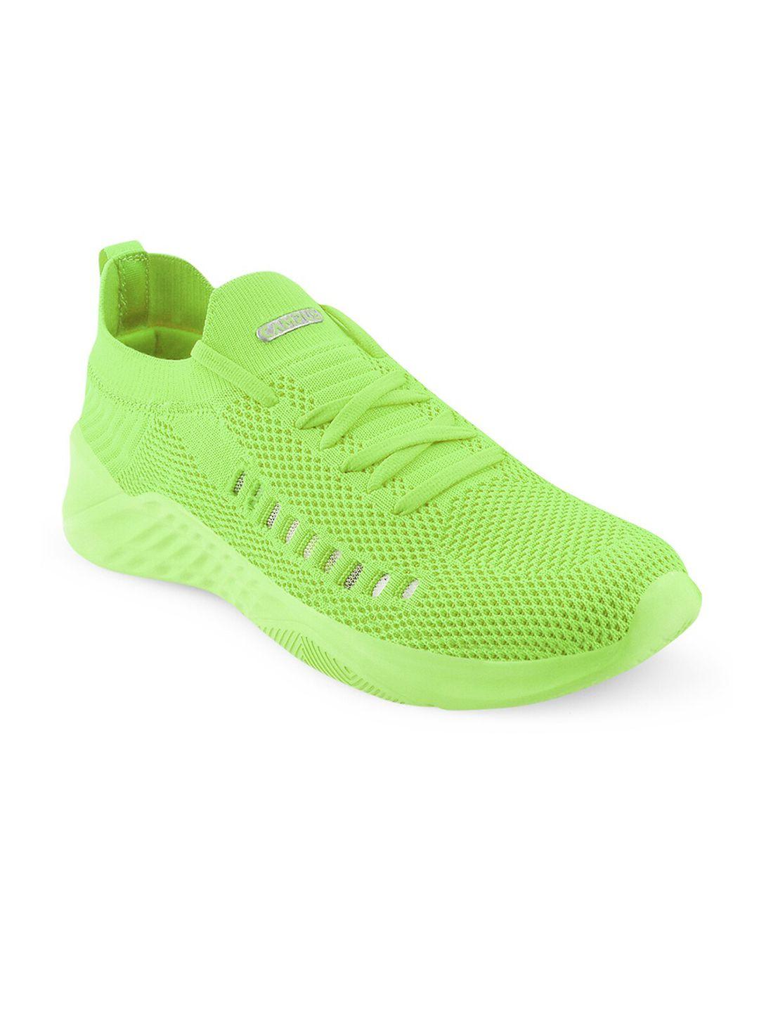 campus women fluorescent green solid mesh running shoes