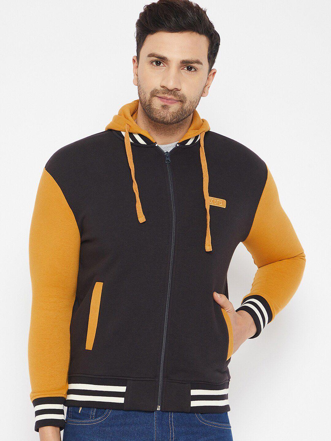 harbor n bay men mustard yellow & charcoal grey hooded sweatshirt