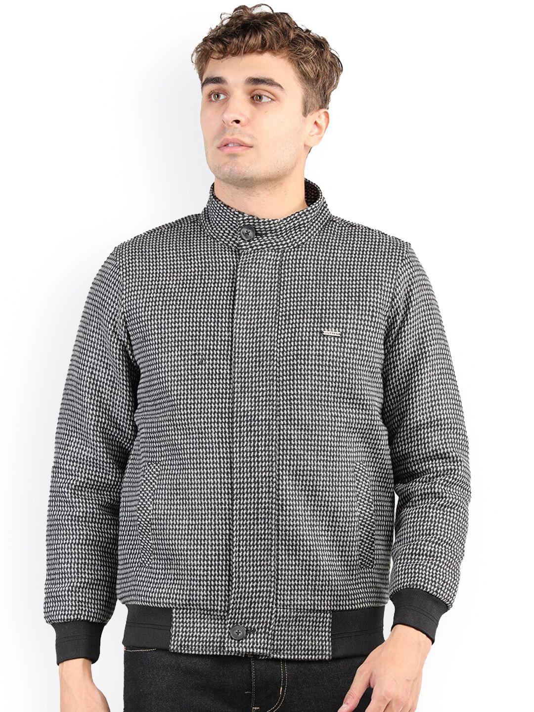 neva men grey checked lightweight bomber jacket