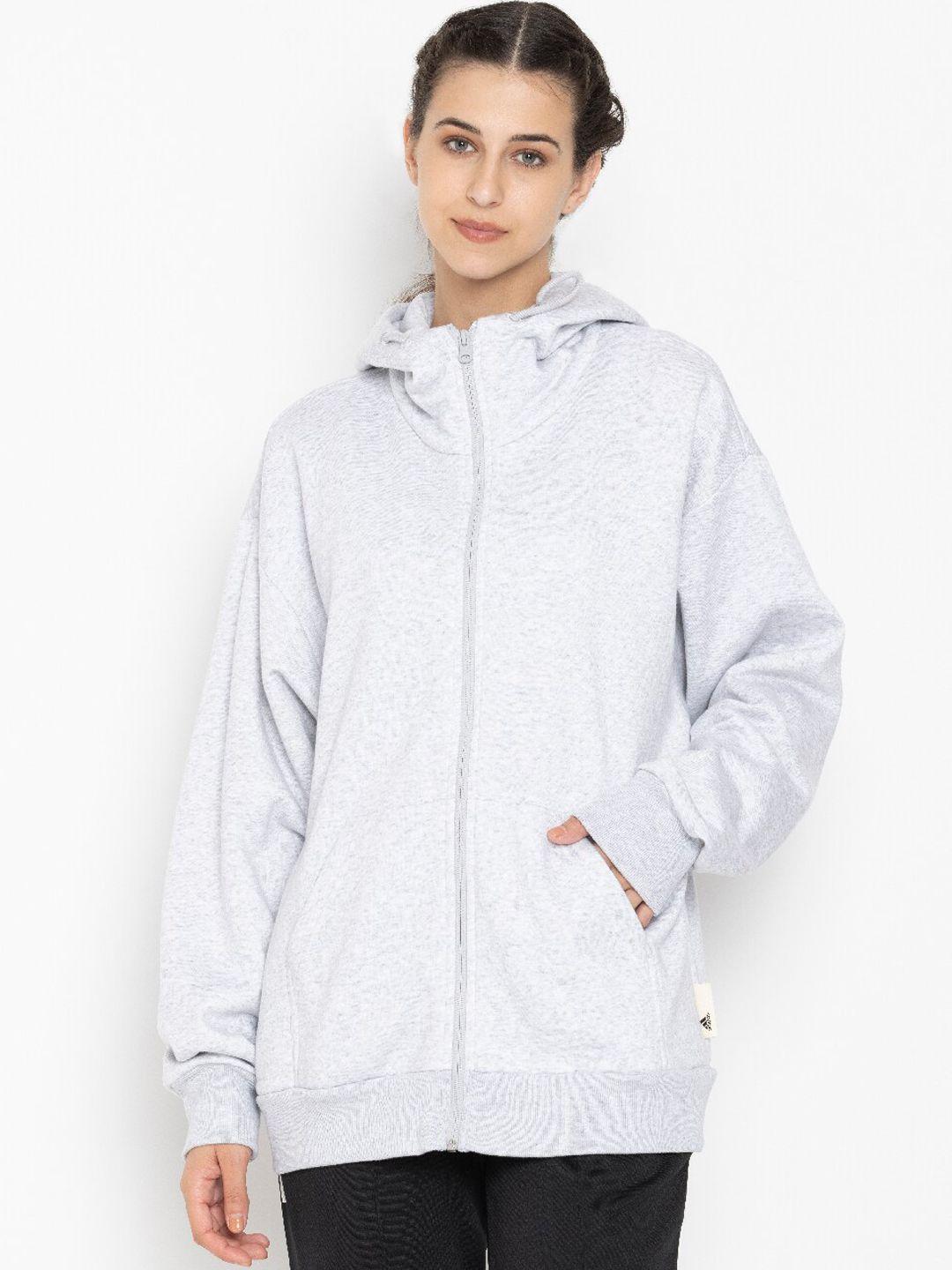 adidas women grey longline running sporty jacket